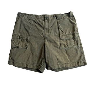 Eddie Bauer Cargo Shorts Mens 46 Tall Olive Green Outdoor Casual Cotton Hiking